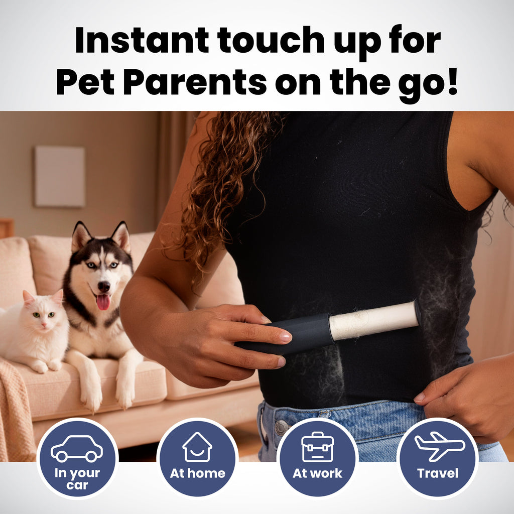Retractable Mini Lint Roller for Pet Hair with 2 Refills